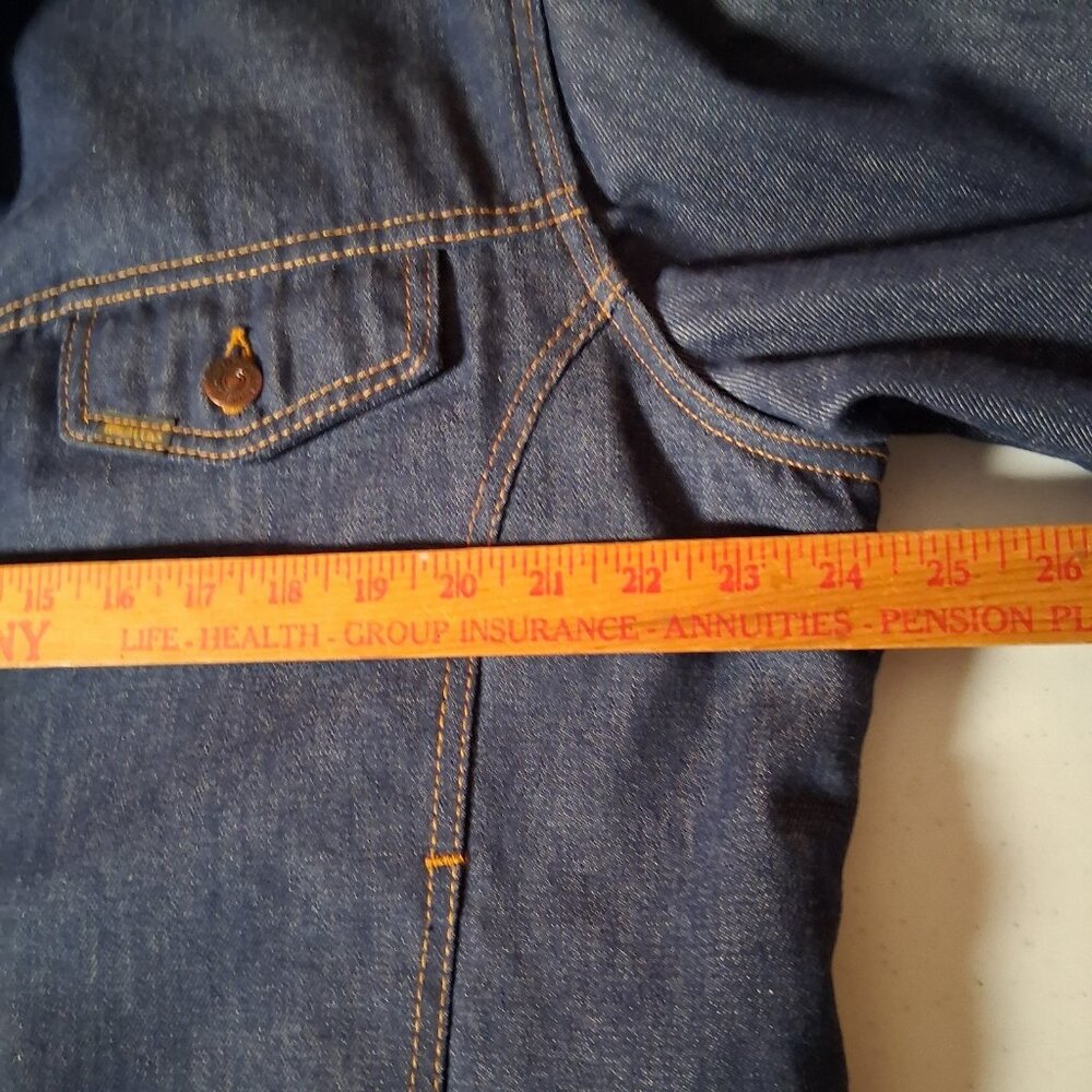 Vintage Sears Roebucks Denim Trucker Jean Jacket Men 46 R Sherpa Lined Blue - Picture 5 of 16